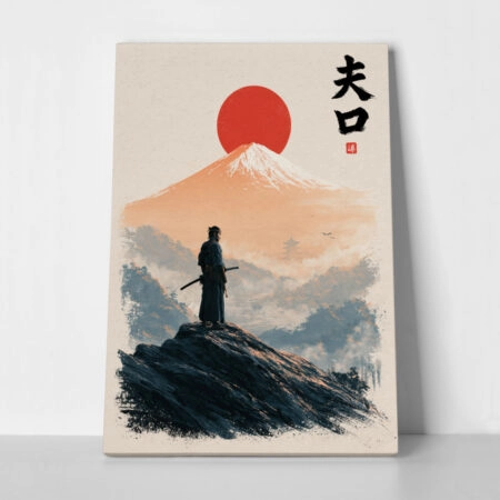 Πίνακας σε Καμβά JAPANESE RONIN AND MOUNT FUJI - 