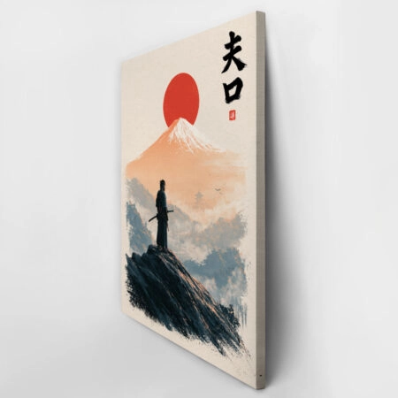 Πίνακας σε Καμβά JAPANESE RONIN AND MOUNT FUJI -  Sticky 2