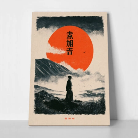 Πίνακας σε Καμβά JAPANESE RONIN WITH RED SUN - 