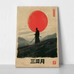 Πίνακας σε Καμβά JAPANESE SAMURAI AND RED SUN