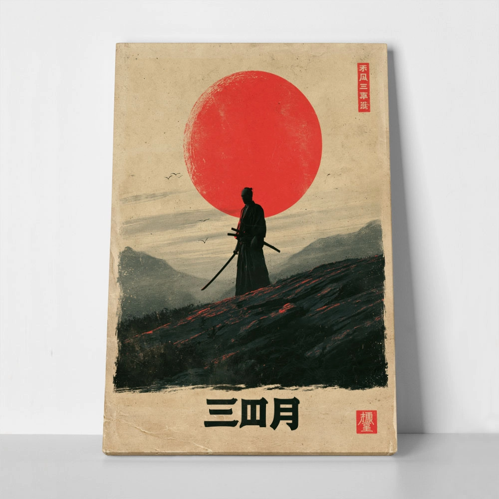 Πίνακας σε Καμβά JAPANESE SAMURAI AND RED SUN