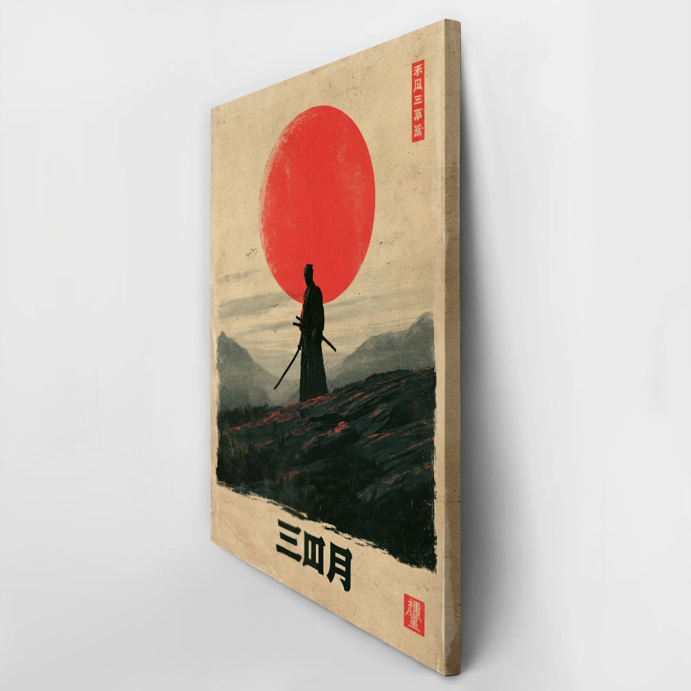 Πίνακας σε Καμβά JAPANESE SAMURAI AND RED SUN