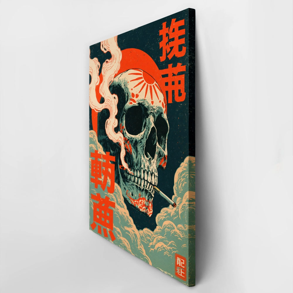 Πίνακας σε Καμβά JAPANESE SKULL SMOKING