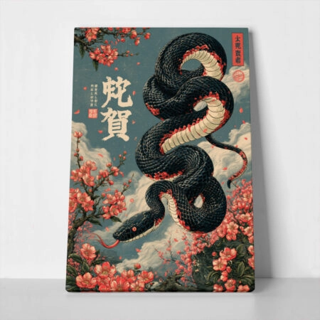 Πίνακας σε Καμβά JAPANESE SNAKE 2 - 