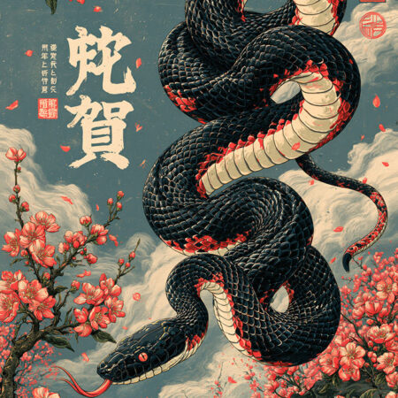 Πίνακας σε Καμβά JAPANESE SNAKE 2 -  Sticky 5