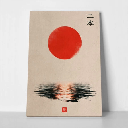 Πίνακας σε Καμβά JAPANESE VIBRANT RED SUN 2 - 