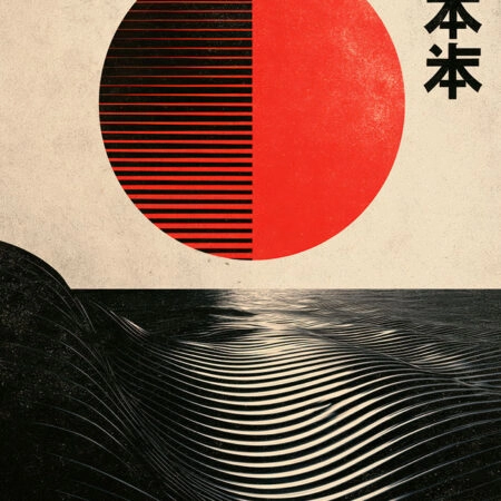 Πίνακας σε Καμβά JAPANESE VIBRANT RED SUN -  Sticky 5
