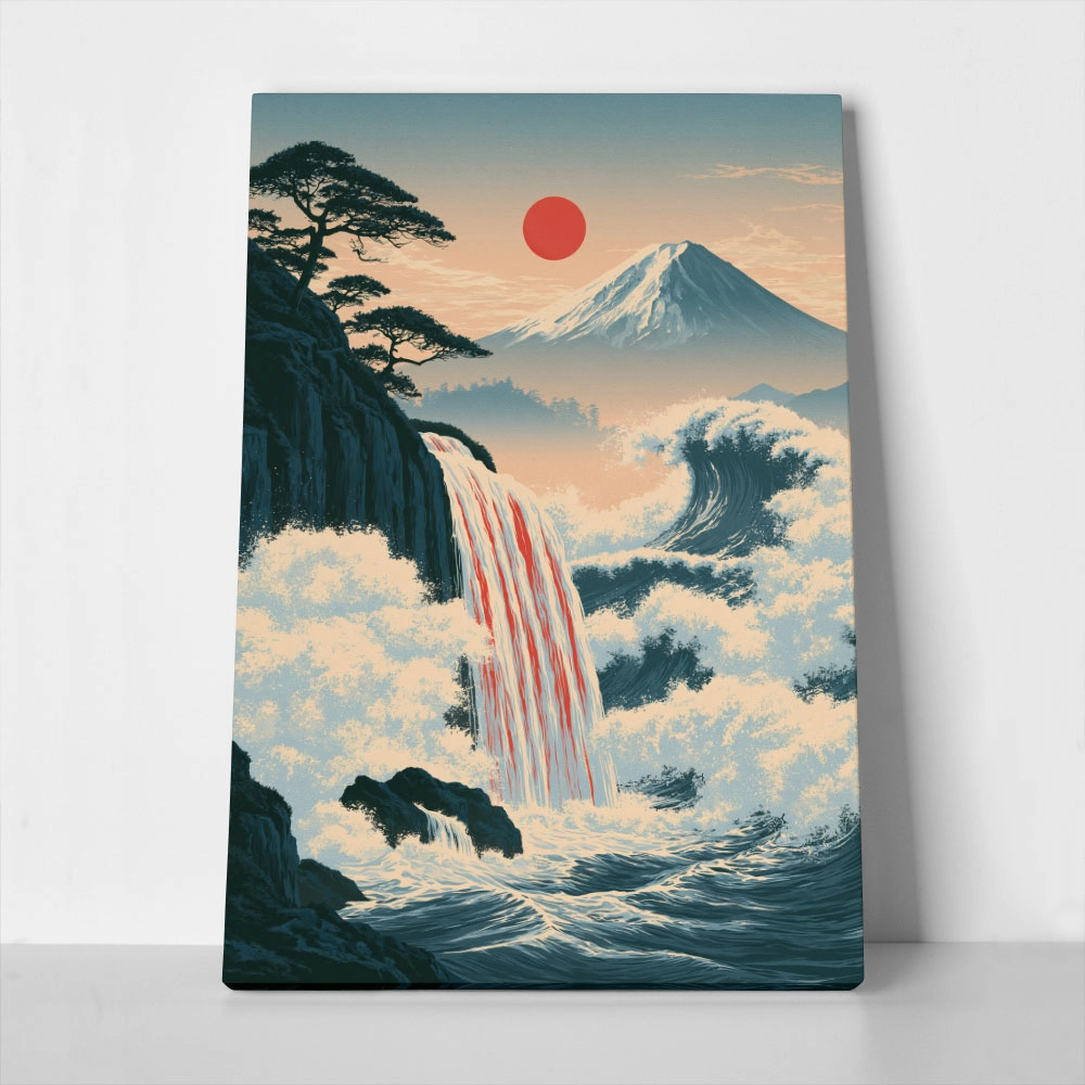 Πίνακας σε Καμβά JAPANESE WATERFALL