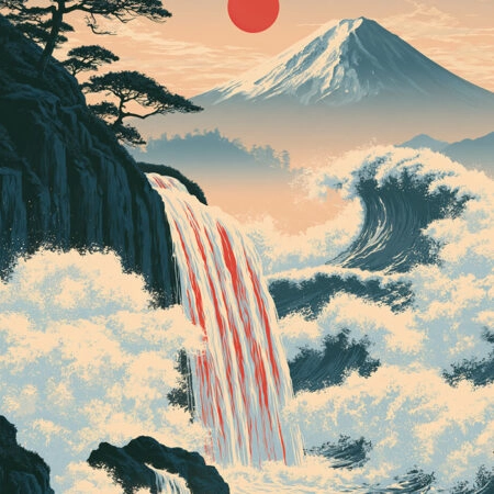 Πίνακας σε Καμβά JAPANESE WATERFALL -  Sticky 5