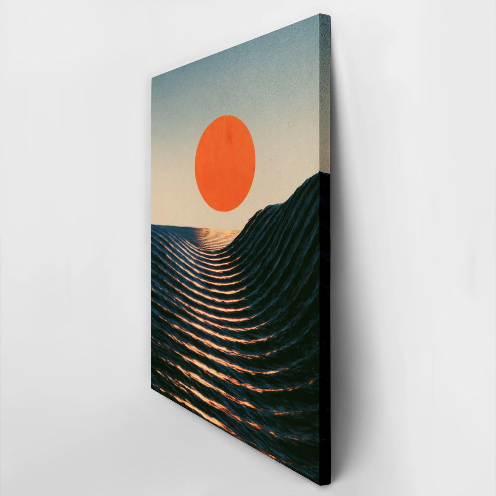 Πίνακας σε Καμβά JAPANESE WAVES WITH RED SUN 3
