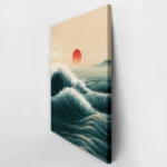 Πίνακας σε Καμβά JAPANESE WAVES WITH RED SUN 5