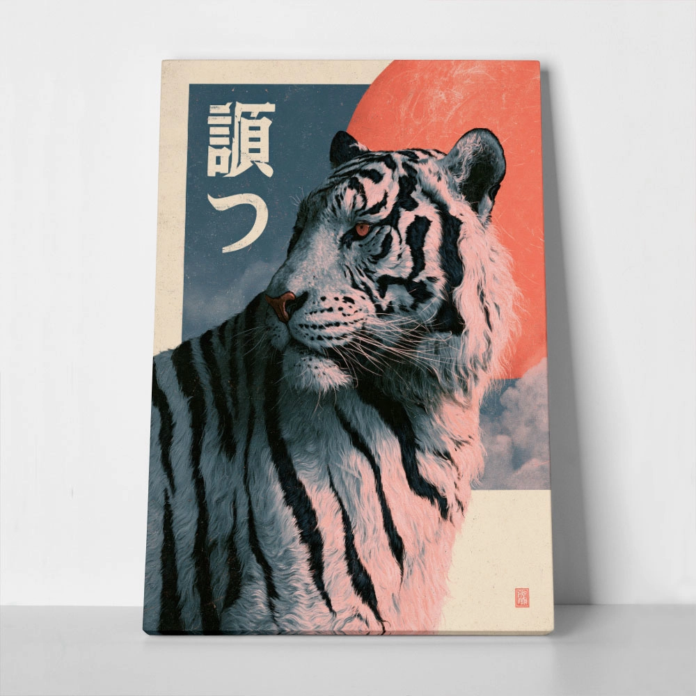 Πίνακας σε Καμβά JAPANESE WHITE TIGER