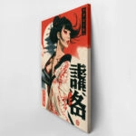 Πίνακας σε Καμβά JAPANESE WOMAN WITH KIMONO AND KATANAS