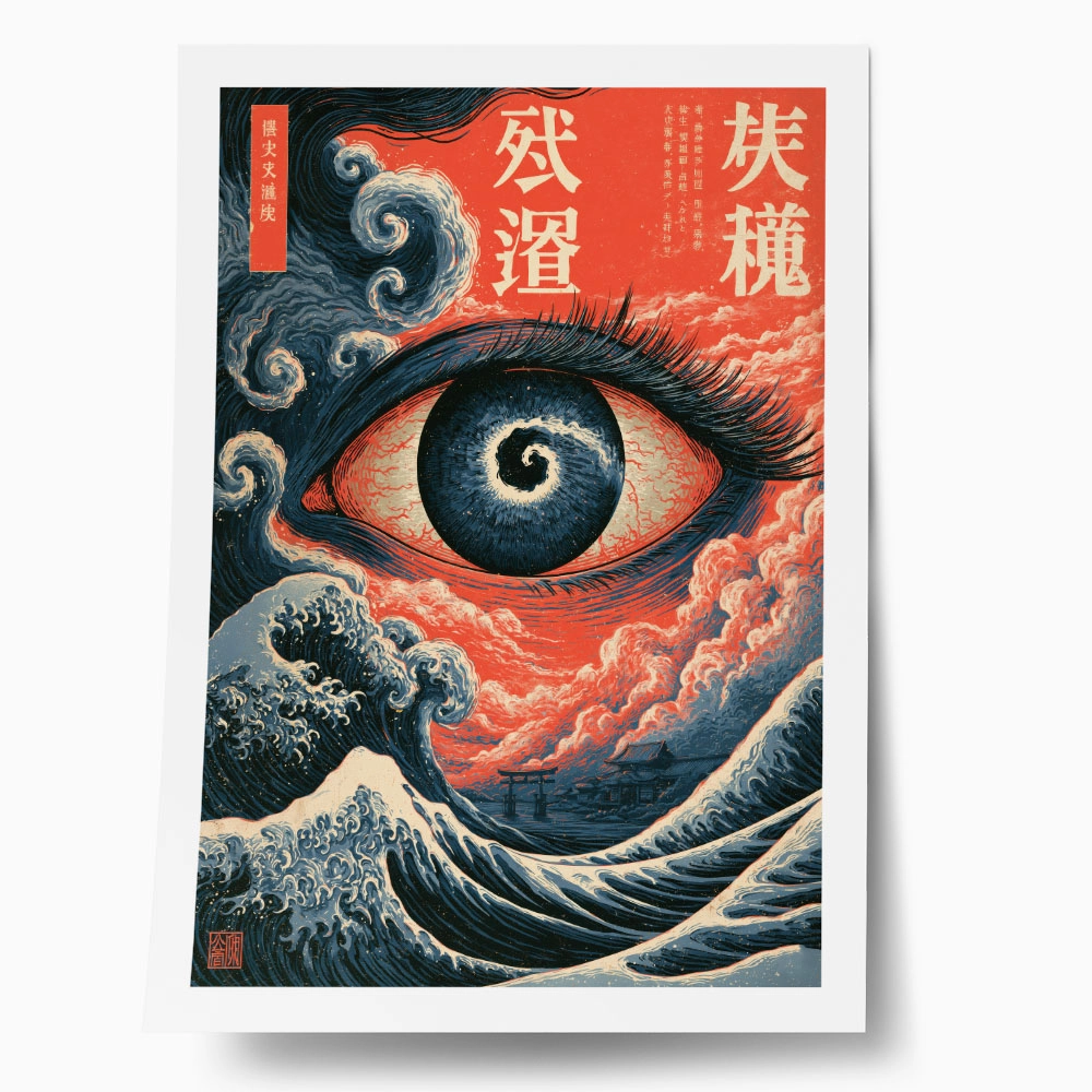 Poster JAPANESE EYE WITH WAVES