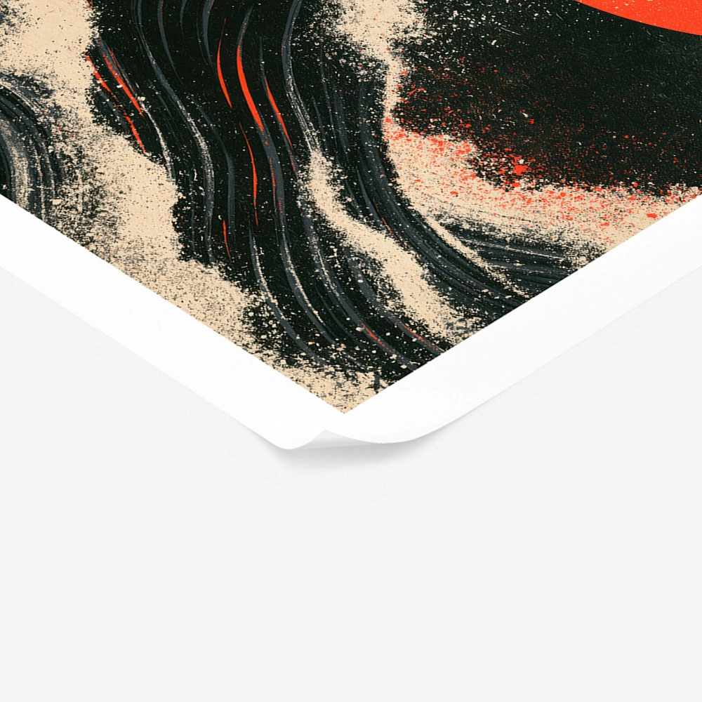 Poster JAPANESE GREAT WAVE WITH RED SUN