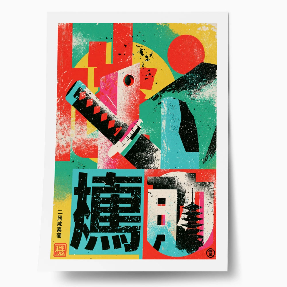 Poster JAPANESE KATANA TYPOGRAPHY