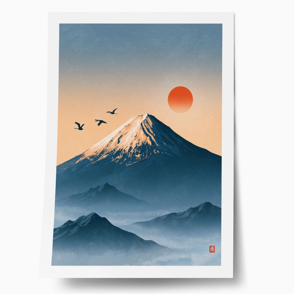 Poster JAPANESE MOUNT FUJI WITH RED SUN 3