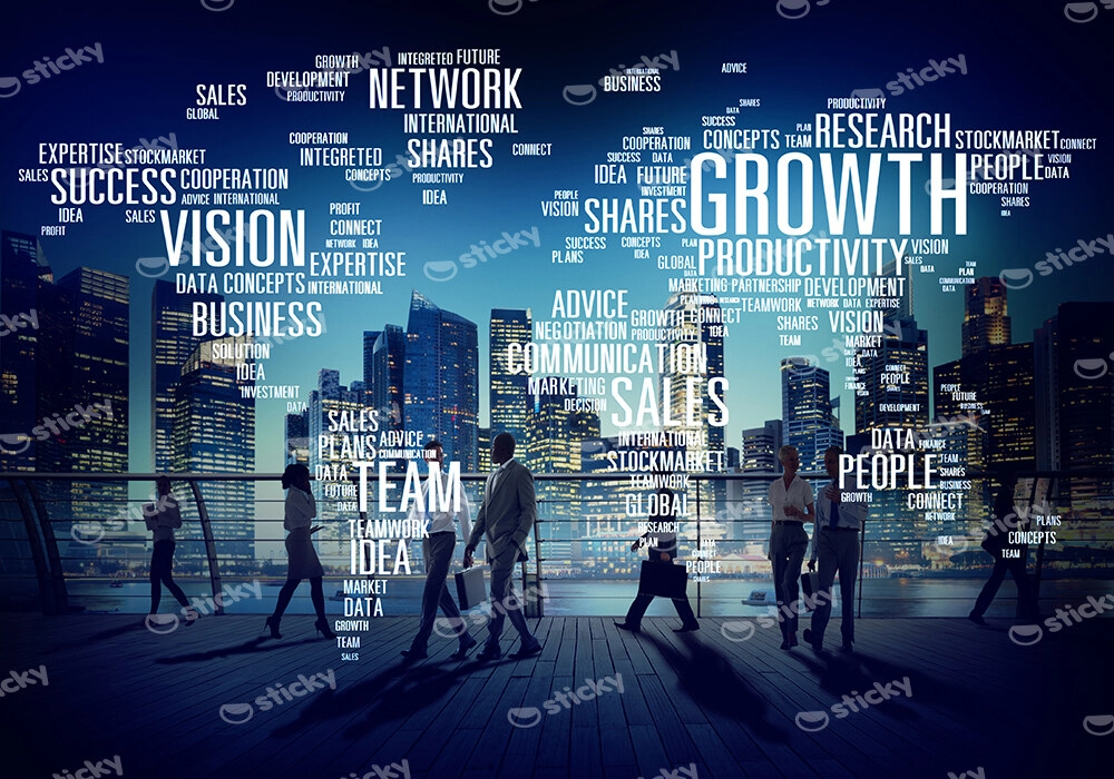 Πινακας σε καμβά GLOBAL BUSINESS PEOPLE WALKING SUCCESS