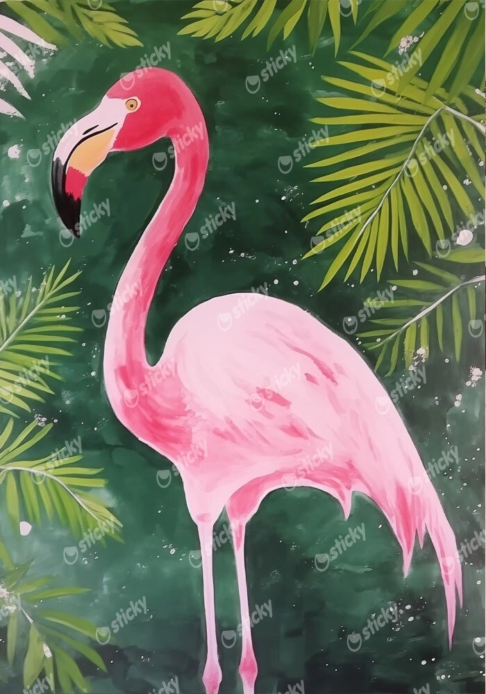 Πινακας σε καμβά WATERCOLOR FLAMINGO