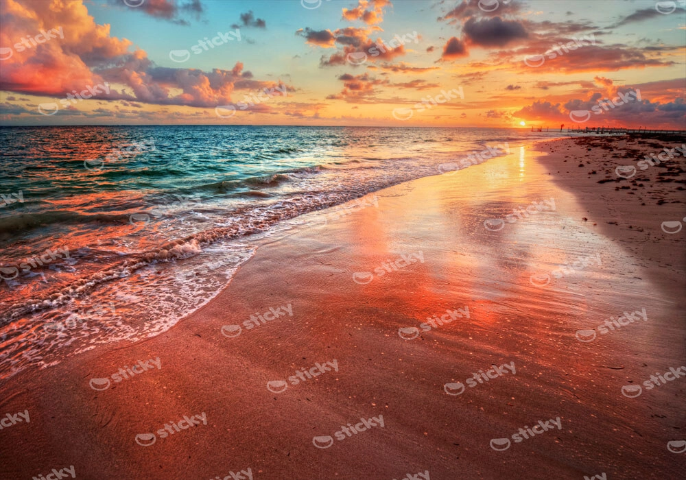 Πινακας σε καμβά COLORFUL SEA BEACH SUNSET