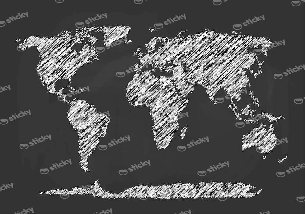 Πινακας σε καμβά CHALKBOARD WORLD MAP