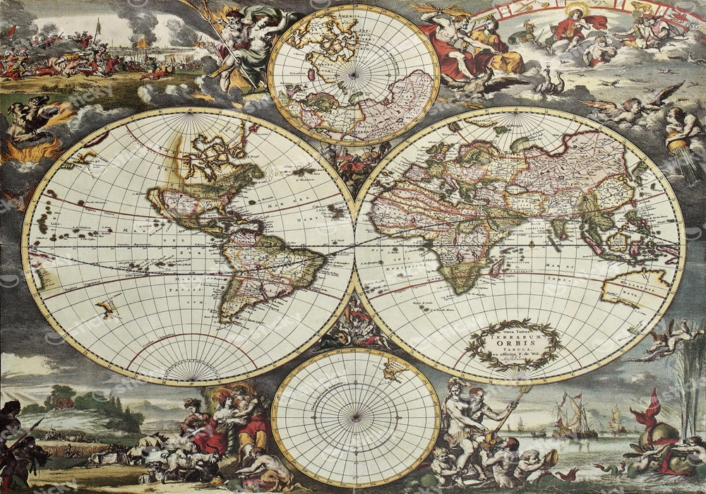 Πινακας σε καμβά WORLD HEMISPHERES 1668