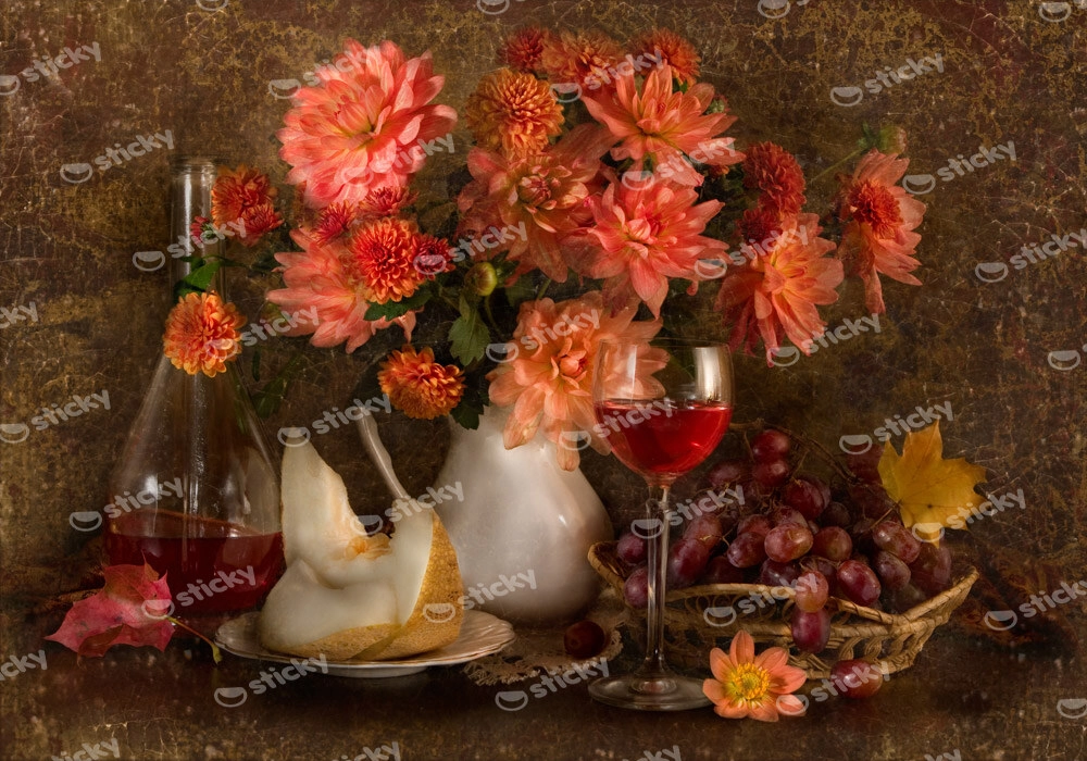Πινακας σε καμβά STILL LIFE AUTUMN FLOWERS
