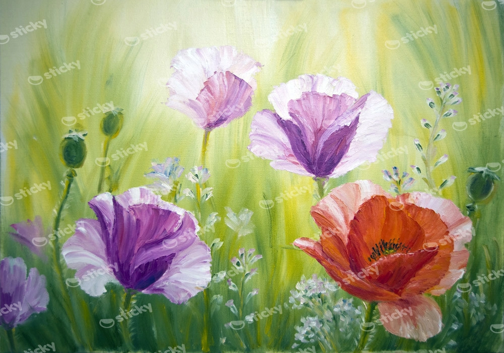 Πινακας σε καμβά POPPIES IN THE MORNING