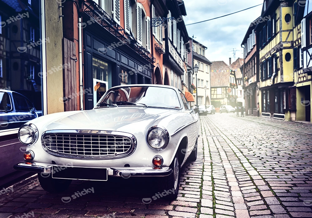 Πινακας σε καμβά RETRO WHITE CAR