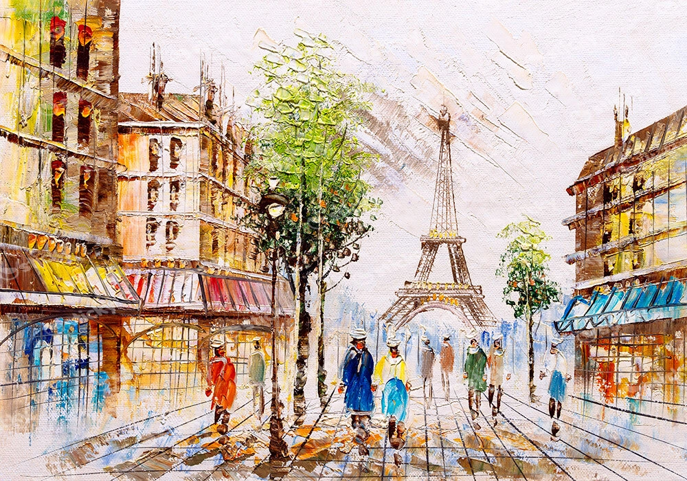 Πινακας σε καμβά PARIS STREET VIEW OIL PAINTING 2