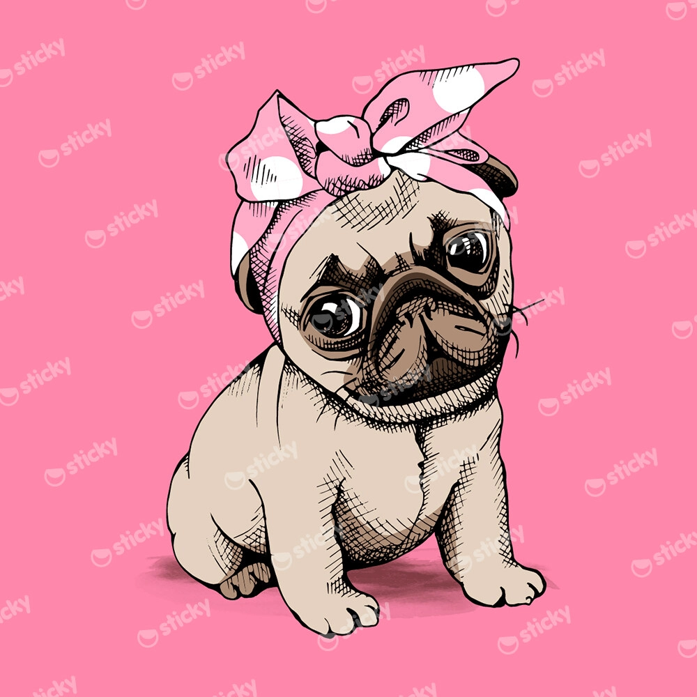 Πίνακας σε καμβά PUPPY PUG HEADBAND