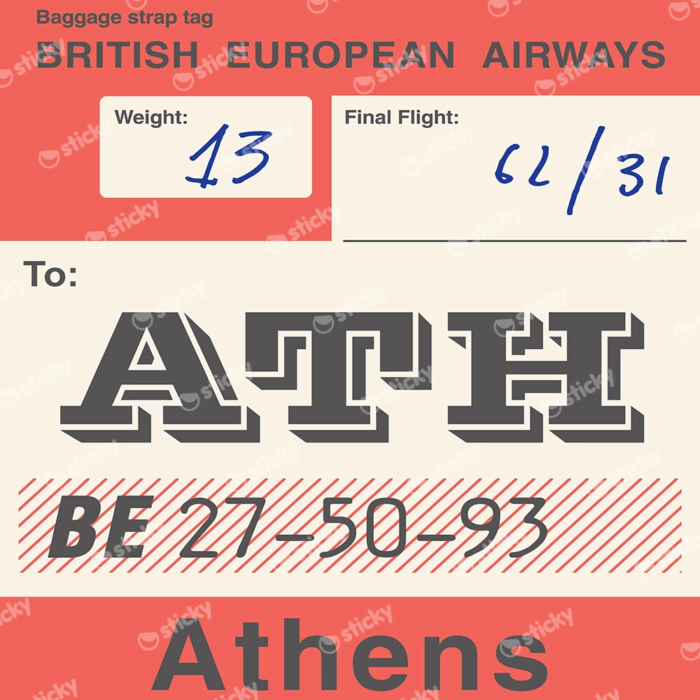 Πίνακας σε καμβά LUGGAGE TAG ATHENS