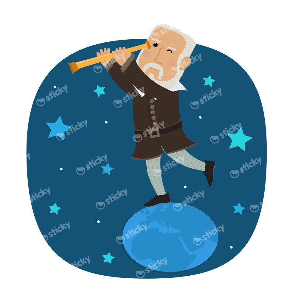Πίνακας σε καμβά GALILEO CARTOON LOOKING STARS