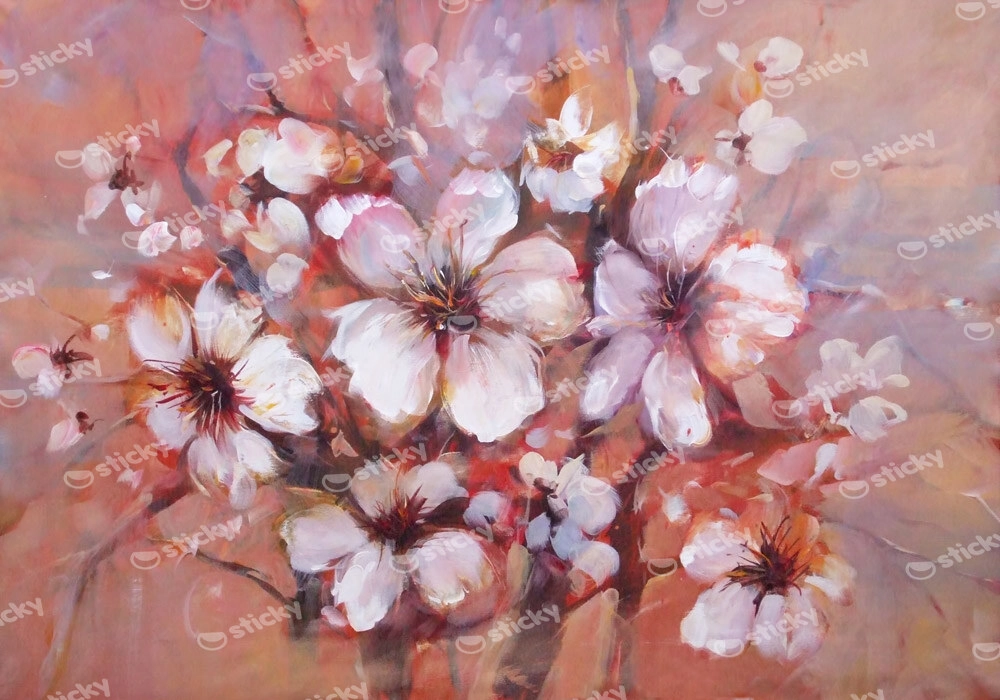 Πινακας σε καμβά ALMONDS BLOSSOM HANDMADE PAINTING BOUQUET