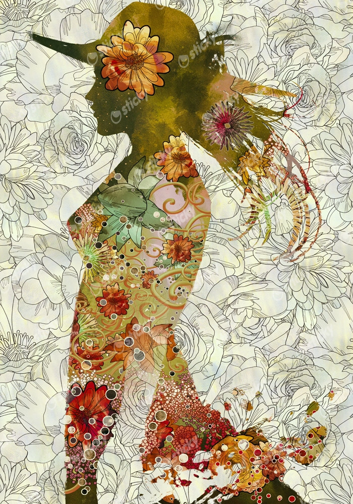 Πινακας σε καμβά WOMAN FLOWER HAT