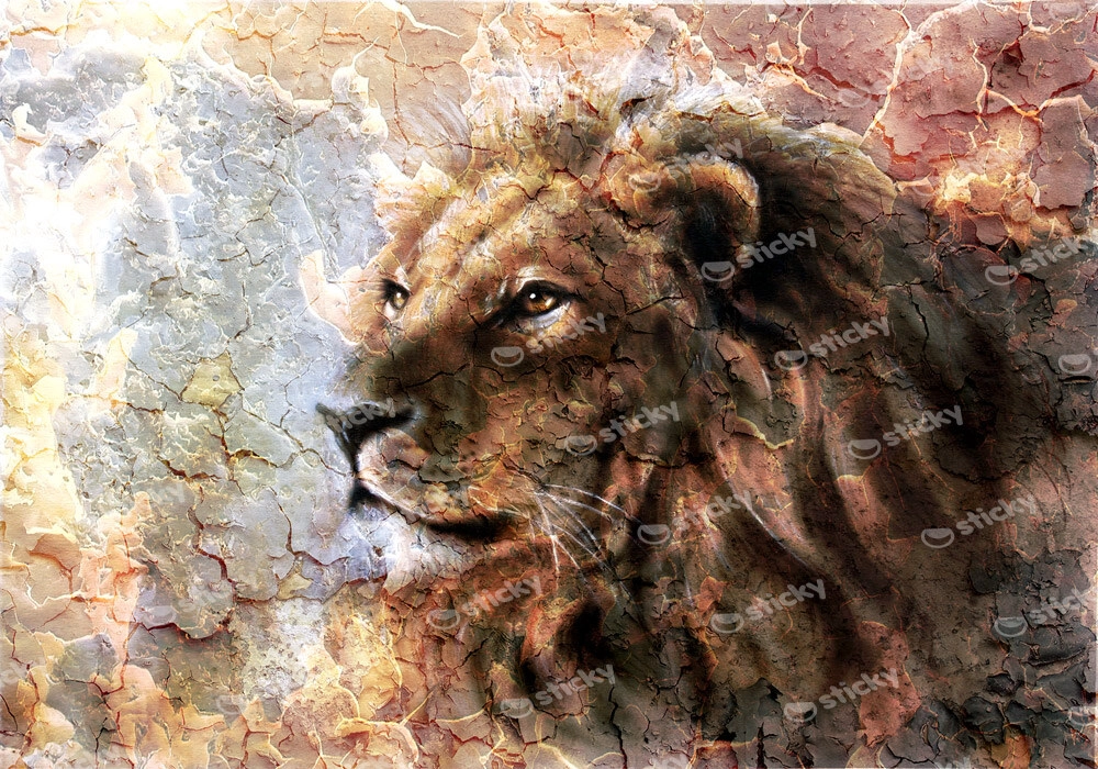 Πινακας σε καμβά LION CRACKED ART