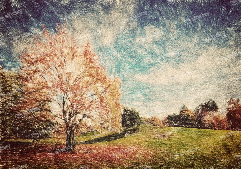 Πινακας σε καμβά AUTUMN PARK VINTAGE ART