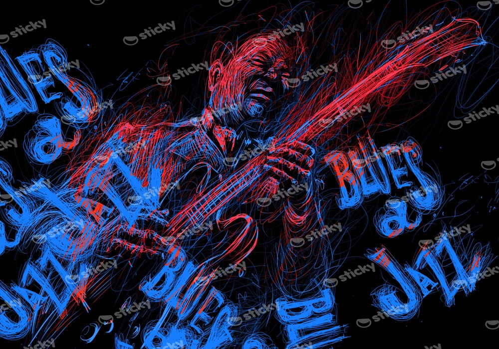 Πινακας σε καμβά BLUES JAZZ MUSICIAN GUITAR