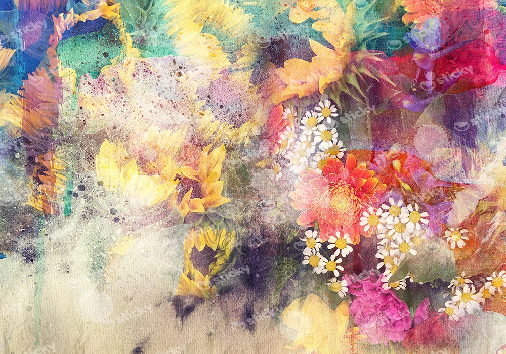 Πινακας σε καμβά ABSTRACT WATERCOLOR SUNFLOWERS