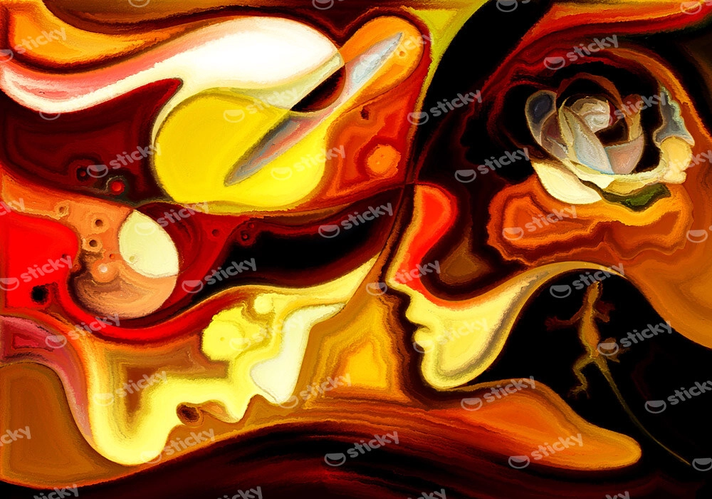 Πινακας σε καμβά PAINTING FEMALE MALE PROFILES RELATIONSHIP