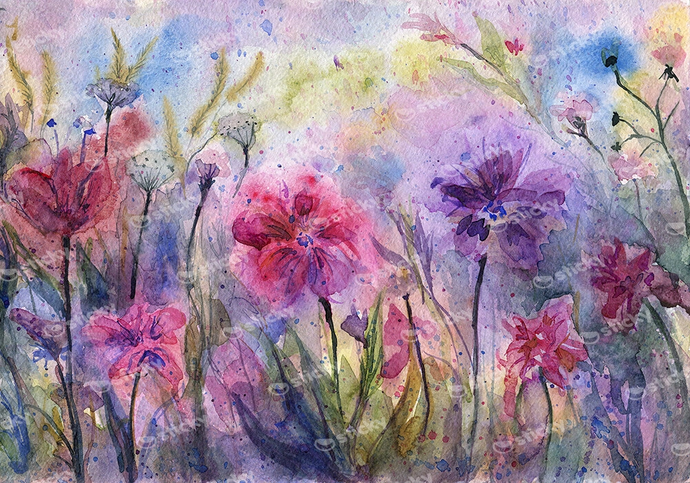 Πινακας σε καμβά ABSTRACT VIOLETS AND HERBS
