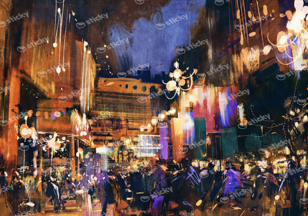 Πινακας σε καμβά COLORFUL NIGHT CITY