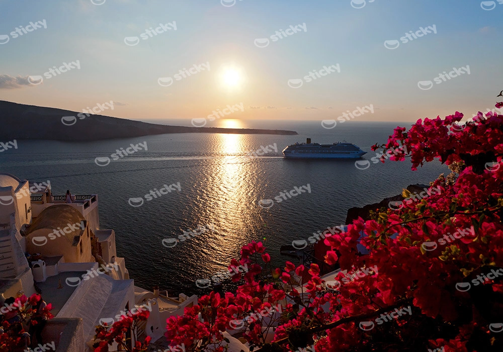 Πινακας σε καμβά SUNSET IN CALDERA SANTORINI