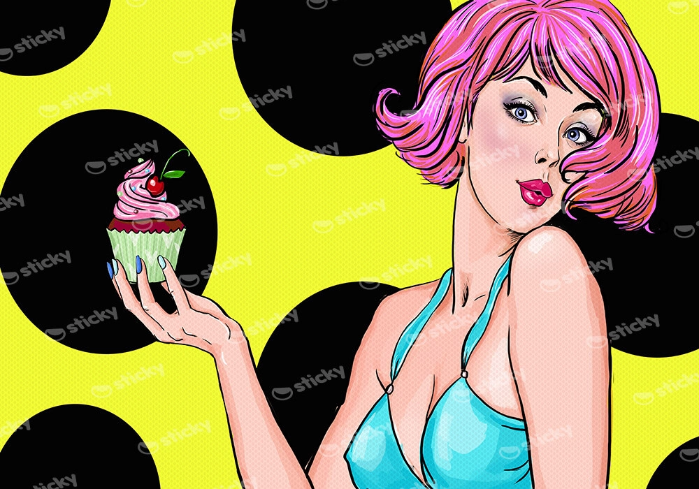 Πινακας σε καμβά CUPCAKE WOMAN POP ART