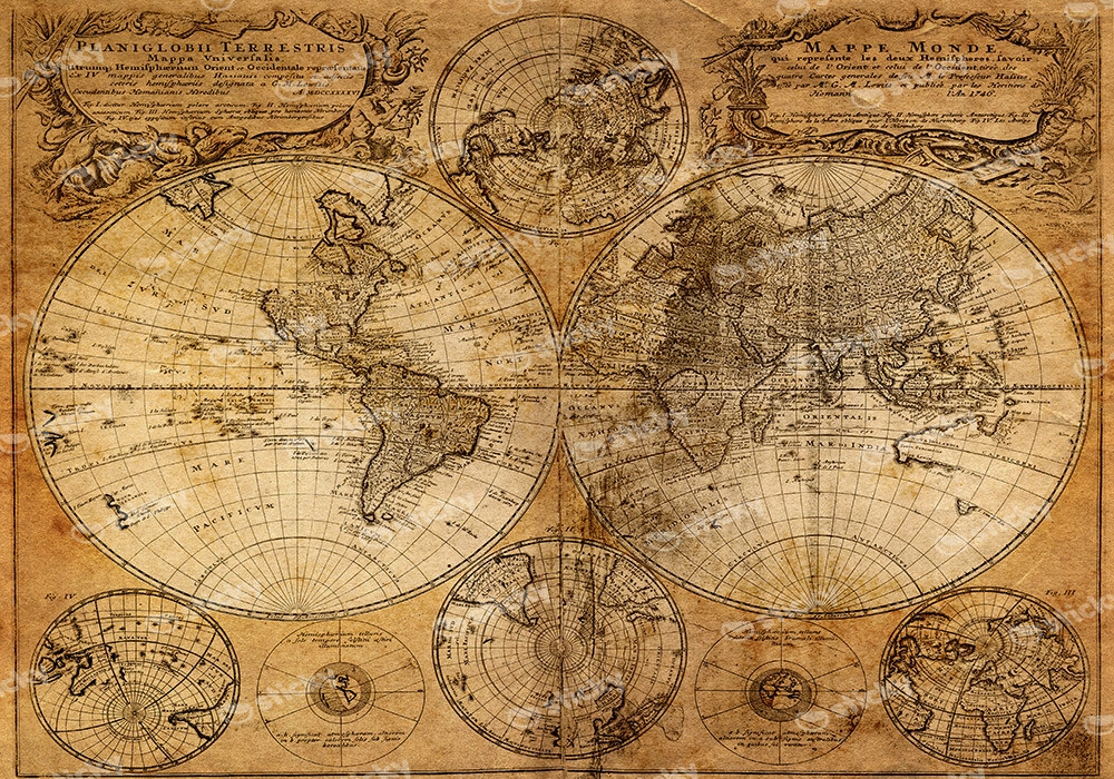 Πινακας σε καμβά OLD WORLD MAP 1746