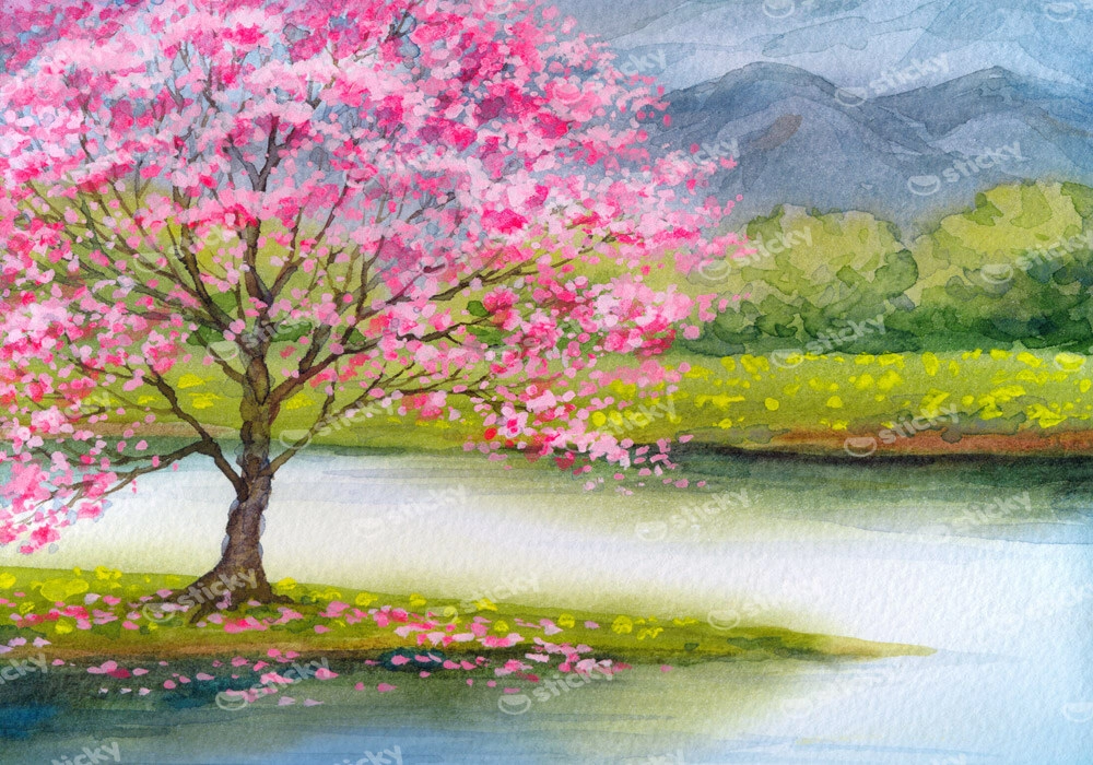 Πινακας σε καμβά PEACH SEEDLING ON MIST ISLAND