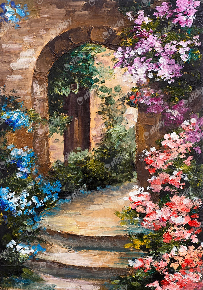 Πινακας σε καμβά FLOWERS AROUND THE TERRACE