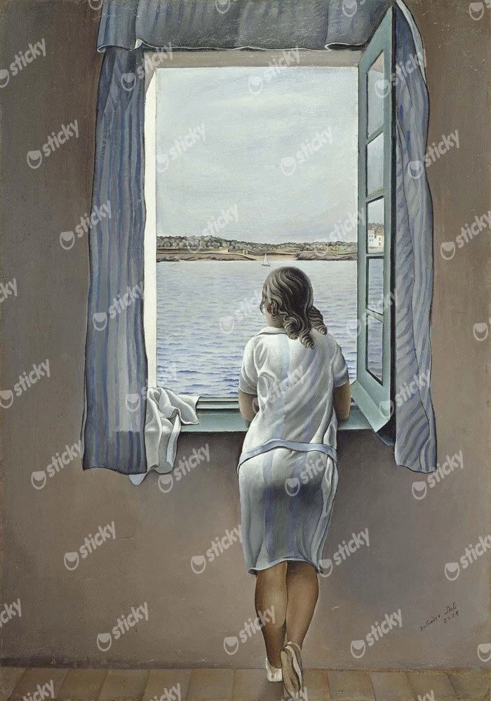 Πίνακας σε καμβά DALI - FIGURE AT THE WINDOW