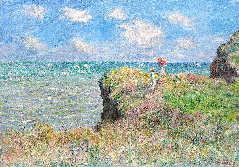 Πινακας σε καμβά MONET - WALK ON THE CLIFF AT POURVILLE