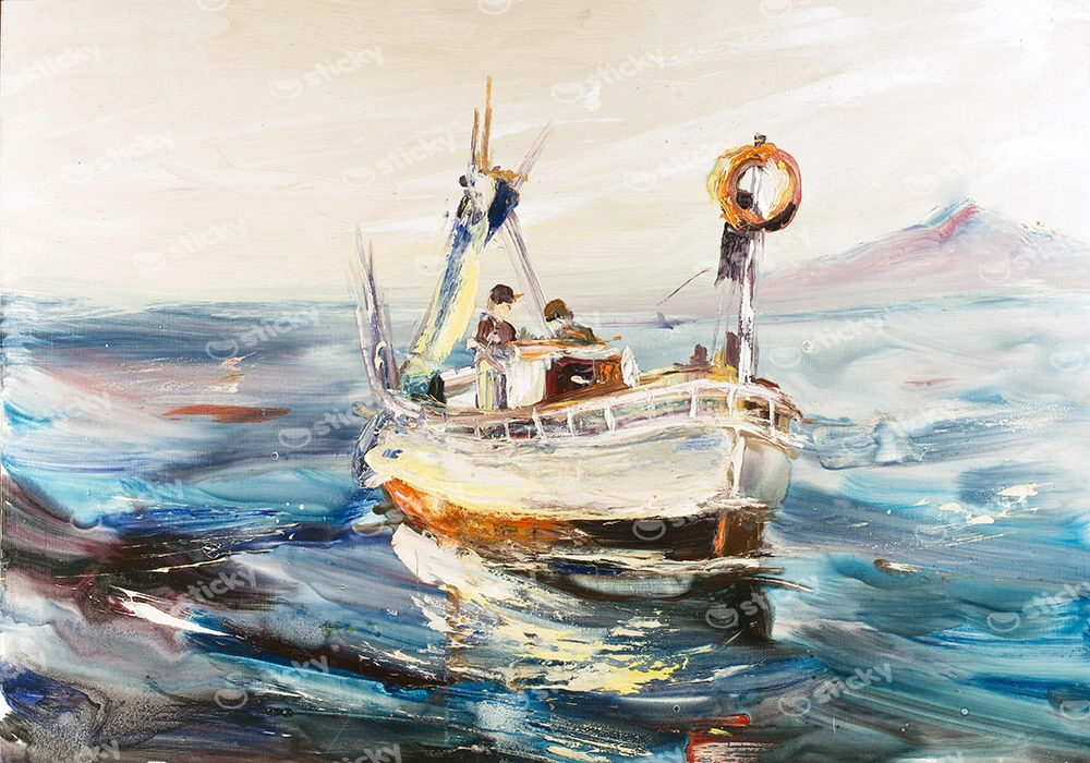 Πινακας σε καμβά FISHERMAN AT SEA